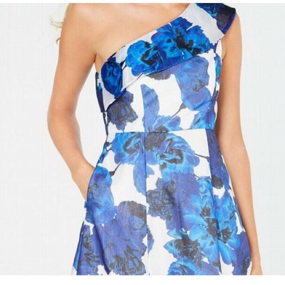 Adrianna Papell A-line One Shoulder Floral Print - Picture 3 of 10